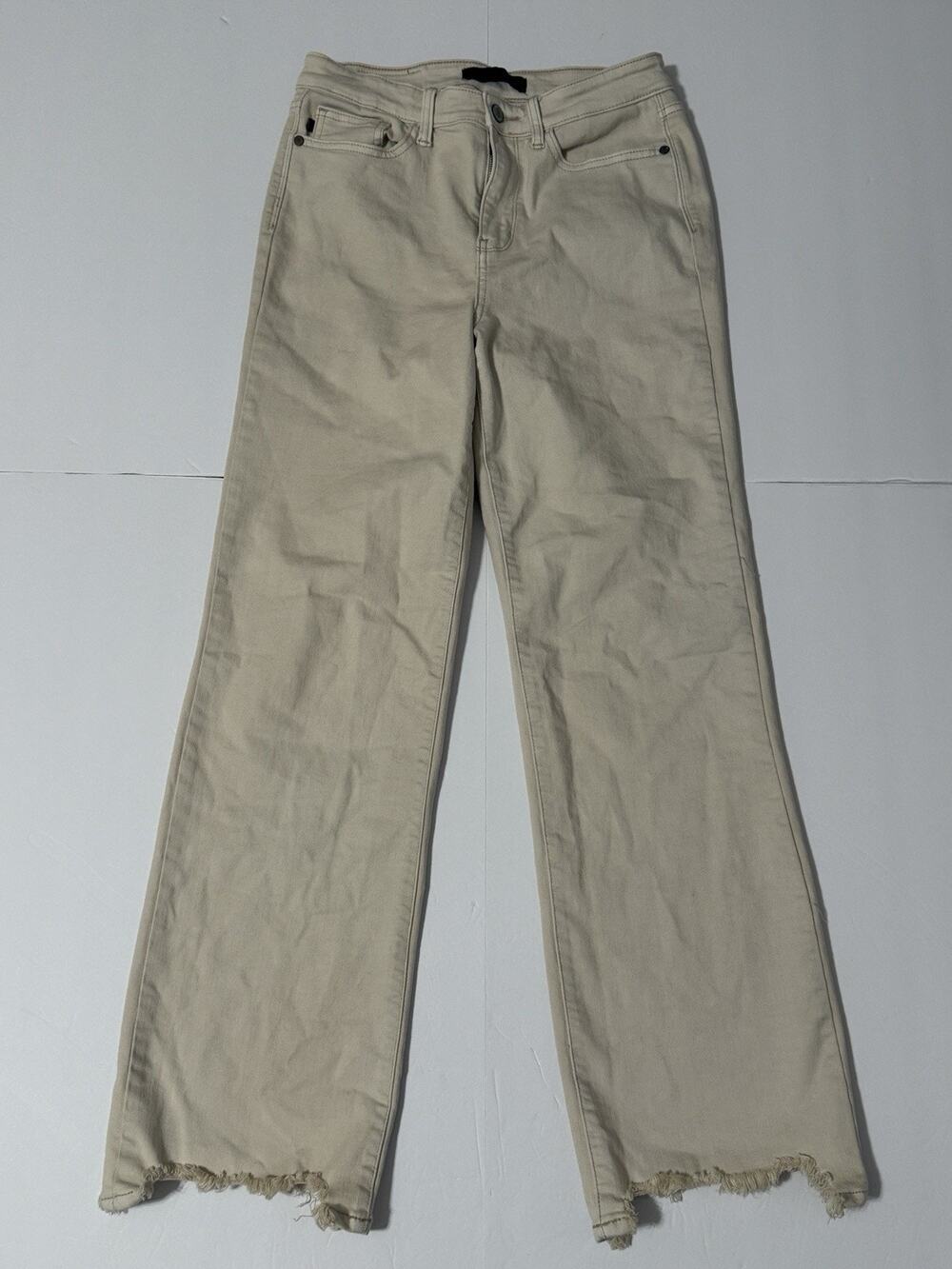 Judy Blue Women's 9/29 Straight Fit High Rise Stretch Jeans Beige Denim